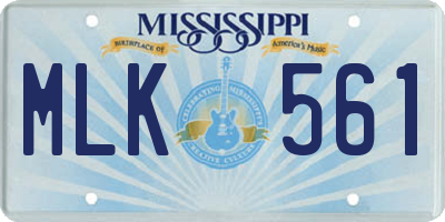 MS license plate MLK561