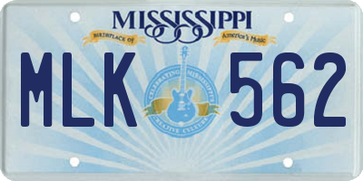 MS license plate MLK562