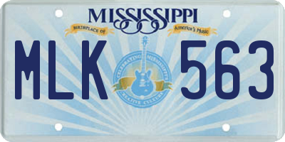 MS license plate MLK563