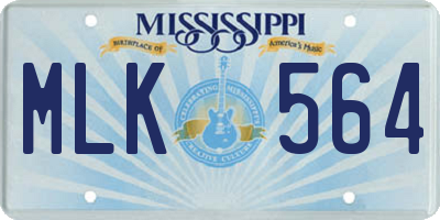 MS license plate MLK564