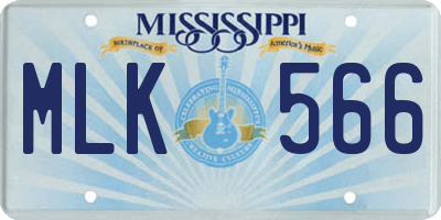 MS license plate MLK566