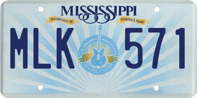 MS license plate MLK571