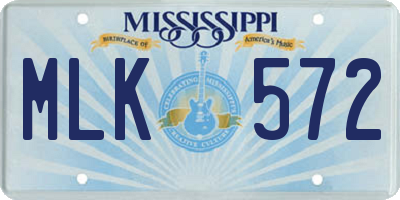 MS license plate MLK572