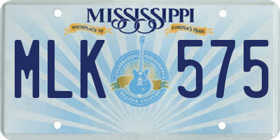 MS license plate MLK575