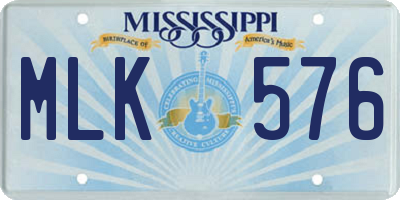 MS license plate MLK576