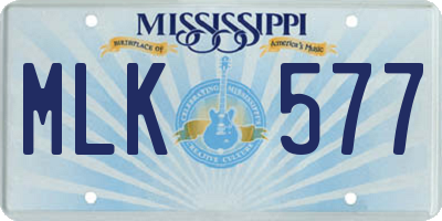MS license plate MLK577