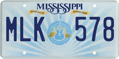 MS license plate MLK578