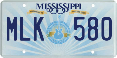 MS license plate MLK580