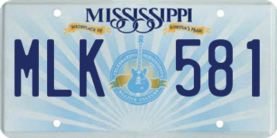 MS license plate MLK581