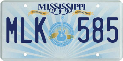 MS license plate MLK585