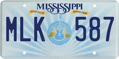 MS license plate MLK587