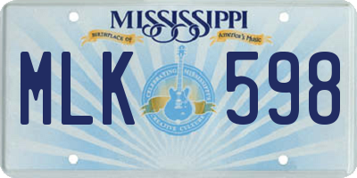 MS license plate MLK598