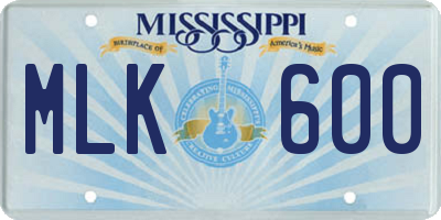 MS license plate MLK600