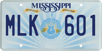 MS license plate MLK601