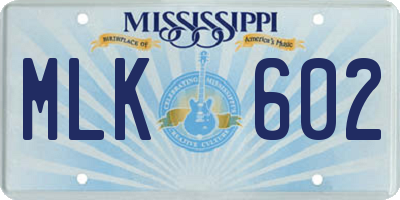 MS license plate MLK602