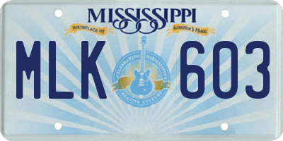 MS license plate MLK603
