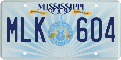 MS license plate MLK604