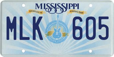 MS license plate MLK605