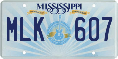 MS license plate MLK607