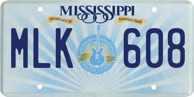 MS license plate MLK608