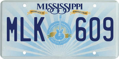 MS license plate MLK609