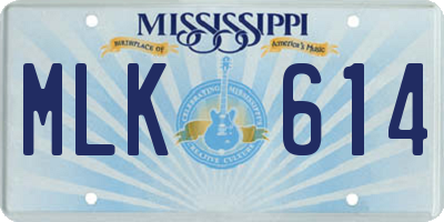 MS license plate MLK614