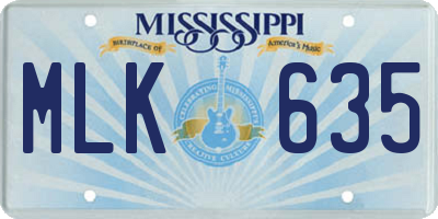 MS license plate MLK635