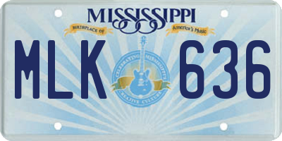 MS license plate MLK636