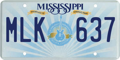 MS license plate MLK637