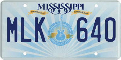 MS license plate MLK640