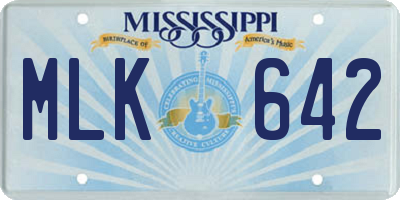 MS license plate MLK642