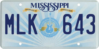 MS license plate MLK643