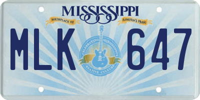 MS license plate MLK647
