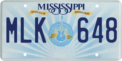 MS license plate MLK648