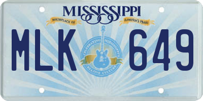 MS license plate MLK649