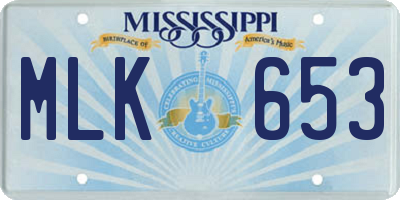 MS license plate MLK653