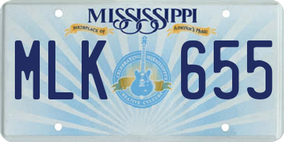 MS license plate MLK655