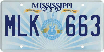 MS license plate MLK663