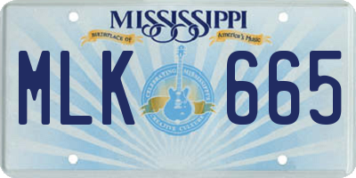 MS license plate MLK665