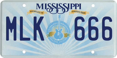MS license plate MLK666