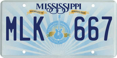 MS license plate MLK667
