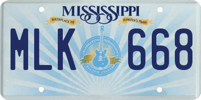 MS license plate MLK668