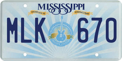 MS license plate MLK670