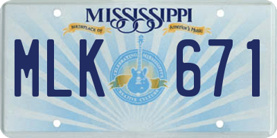 MS license plate MLK671