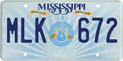 MS license plate MLK672