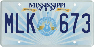 MS license plate MLK673