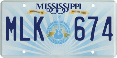 MS license plate MLK674