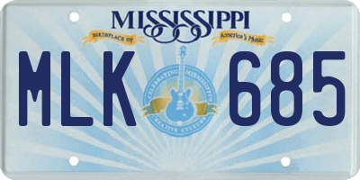 MS license plate MLK685