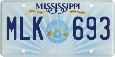 MS license plate MLK693