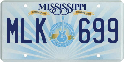 MS license plate MLK699